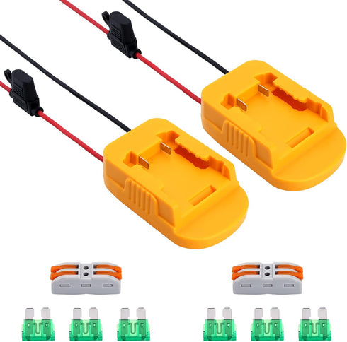 ELEFLY 2 Pack Power Wheels Adapter Compatible with Dewalt 20V Battery DCB206 DCB204 with Fuse & Wire terminals, Power Connector for Rc Car Toys, R...