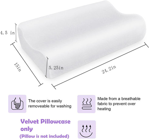 Premium Hypoallergenic Contour Pillowcase for Back and Side Sleepers Orthopedic Contour Pillows (24”x15”) (1 Pillowcase)...