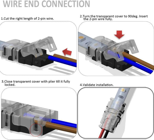 2-Pin LED Connector for 10MM Wide Waterproof Single Color LED Strip Light- Strip to Wire Quick Connection...