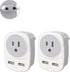 2 Pack Europe Travel Plug Adapter with 2 USB Ports and 1 AC Type Output Adapter, USA to Most of Europe, EU, Iceland, Spain International Power Plu...