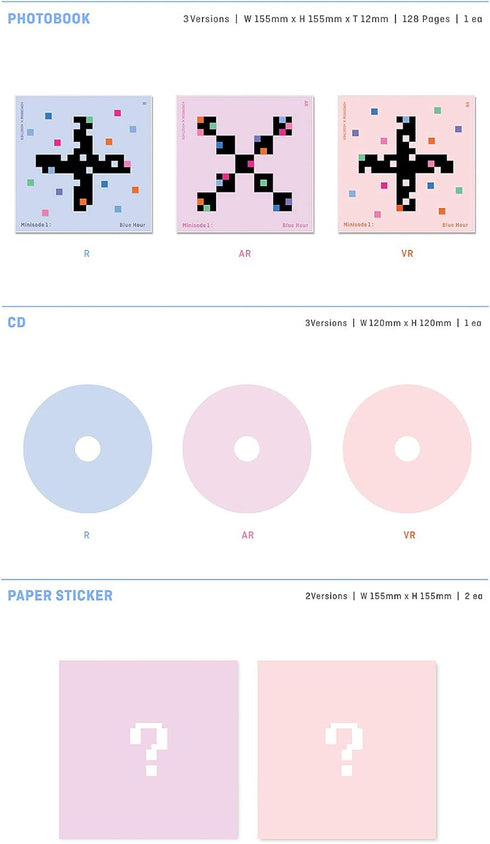 TXT - minisode1 : Blue Hour Album+Folded Poster+Extra Photocards Set (VR ver.)...