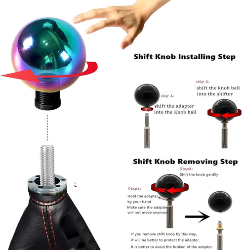 Shifter Knob Chrome Aluminum with 3 Adapter M8 M10 M12 x 1.25 Shift Lever(Multicolor)...