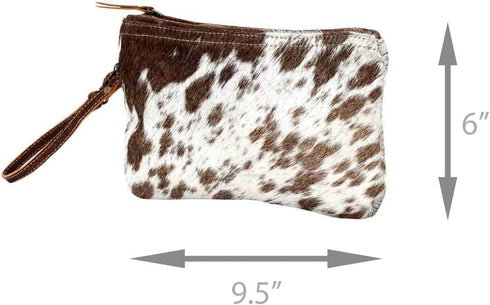 Myra Bag Women's Hair-On Hide Small Pouch Wristlet Brown One Size...