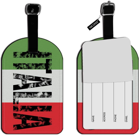 Italia-Italy Italian Flag Luggage Tag Suitcase Carry-On ID Bag Label Travel Accessories Baggage Name Tag - 1 pack...