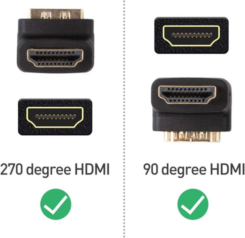 Cable Matters Combo Pack 270 Degree and 90 Degree HDMI Adapter (Right Angle HDMI) with 4K and HDR Support...
