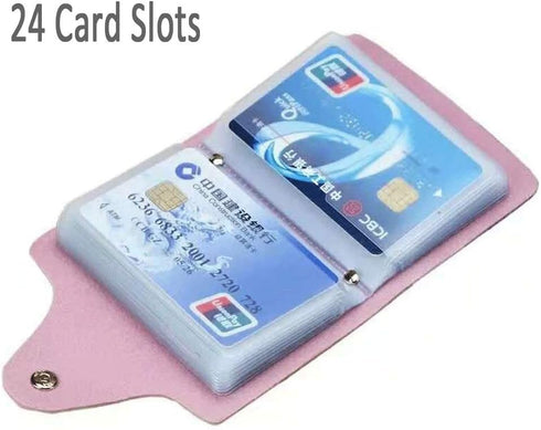K Y KANGYUN Credit Card Holder for Women 2 Pack, Transparent Plastic Small Credit Card Holder Protector Sleeve Unisex ?Pink&Blue?...