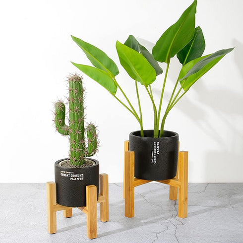 Teensery 2 Pcs Bamboo Plant Stand Indoor Potted Plant Holder Flower Pot Display Rack Succulent Plant Holder for Home, Living Room, Bedroom, Fits 3...