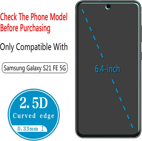 HPTech (2 Pack) Designed for Samsung Galaxy S21 FE 5G Tempered Glass Screen Protector, Support Fingerprint Reader, Anti Scratch, Bubble Free......