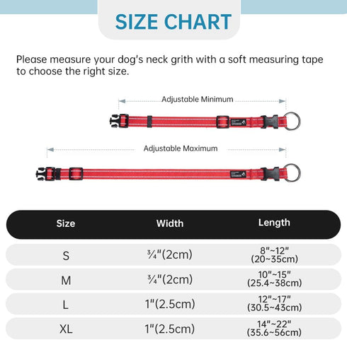 EXCELLENT ELITE SPANKER Reflective Dog Collar Classic Breathable Nylon Adjustable Pet Collar with Quick Release Buckle for Boy Girl Male Female Pu...