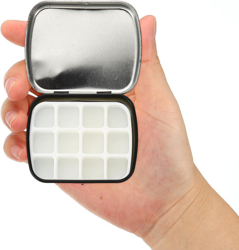 PATIKIL 12 Well Mini Paint Storage Box, Portable Tiny Painting Tray 1.6ml Per Mixing Cup for Gouache Watercolor Art Craft Oil Painting, Yellow Flo...
