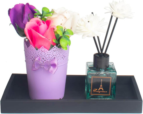 DNC Bathroom Counter Tray, 7.9" Silicone Vanity Tray, Kitchen Sink Soap Tray for Dish Holder Dispenser Countertop Toilet Tank Desk Organizer Black...