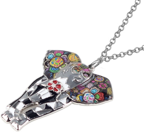 BONSNY Signature Africa Wildlife Collection SUNRISE Jungle Safari Wild Elephant Enamel Pendant Necklace...
