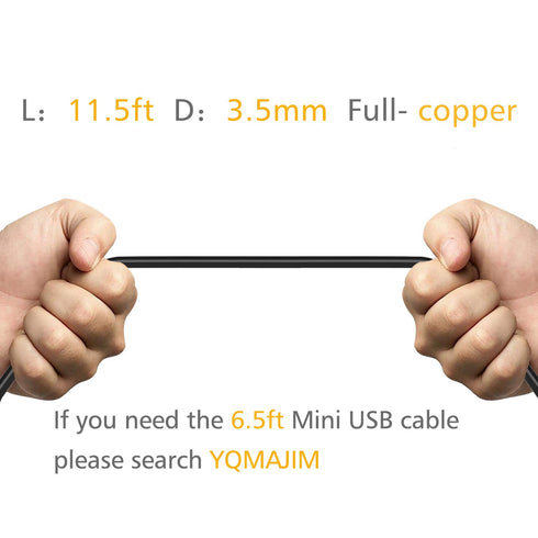 YQMAJIM Charging Power Cable for Dash Cam, (11.5 Ft) USB 2.0 to Mini USB Car Vehicle Power Charger Adapter Cord Compatible with Garmin Nuvi GPS?Re...