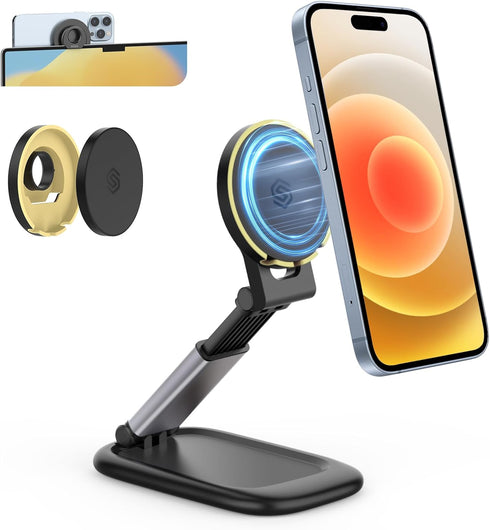 SODI Magnetic Phone Stand Compatible with Mag-Safe iPhone Stand for Desk, Foldable Adjustable Phone Holder Dock, Detachable Continuity Camera Moun...
