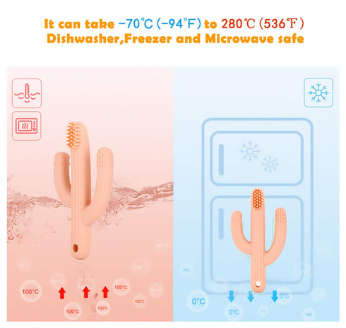 Cactus Teether, Baby Teething Toys for Babies 0-6 Months 6-12 Months, Self-Soothing Pain Relief Soft Baby Toothbrush for Babies, Toddlers, Infants...