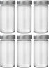 6 Pcs Glass Spice Jars/Bottles -3oz Empty round Spice Containers with Airtight Metal Caps with Shaker Lids (6, Stainless Steel Lids)...