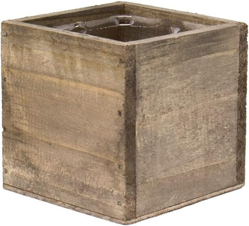 CYS EXCEL Cube Planter Box with Removable Plastic Liner (3"x3"x3")(6 PCS) | Multiple Size Choices Wood Square Planter | Indoor Decorative Window B...