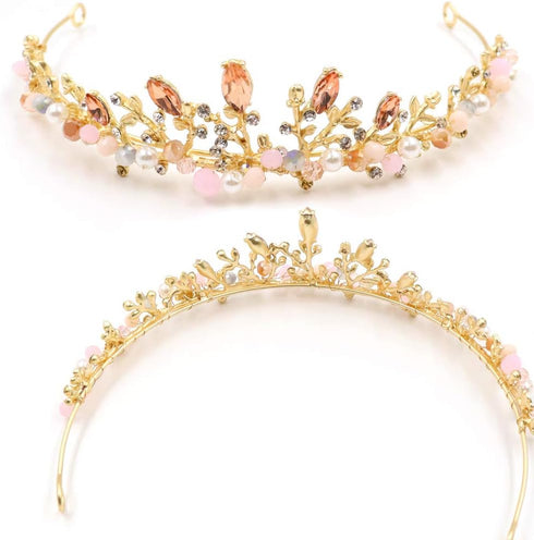 NODG Gold Tiaras and Crowns for Women - Rhinestone, Pearl Bridal Tiaras and Headbands for Wedding, Birthday, Prom...