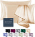 100% Mulberry Silk Pillowcase Set of 2 for Hair and Skin,with Hidden Zipper,Both Sides 19 Momme 600 Thread Count Natural Silk Pillow Cover,Soft Br...