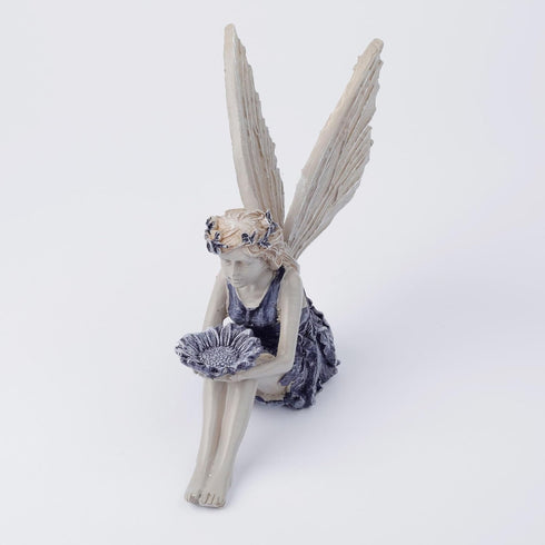 Polyresin Sunflower Fairy Garden Statue - Sitting Angel Figurines with Bird Feeder | Decoration for Large Lawn, Bath, and Yard Outdoor Clearance (...