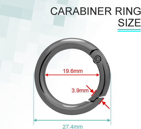 10 Pack 3/4 Inch Trigger Spring O Rings, Metal Round Carabiner Clip Snap Hook, Spring Keyring Buckles for Replacement Purse Strap, Paracord Lanyar...