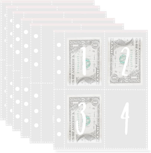 50 Sheets 100 Envelopes Money Saving Challenge for A5 6 Ring Binder Inserts Replacement, Savings Binder Accessories, Plastic Clear Binder Sleeves,...