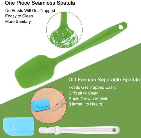 uxcell Silicone Spatula Set Heat Resistant Kitchenware Flipping Turner Non Stick Spatula for Cooking Baking and Mixing Green...
