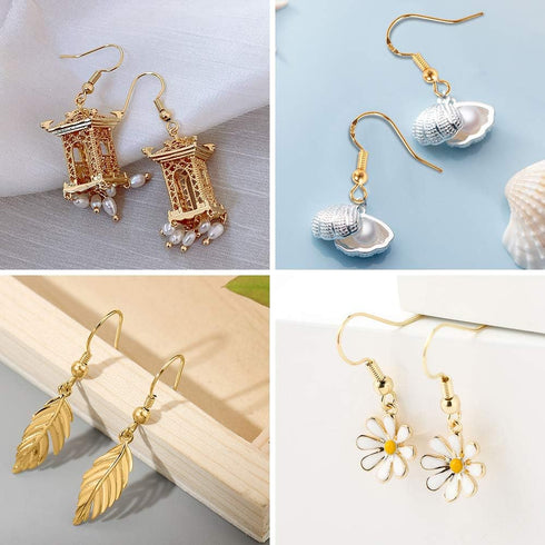 925 Sterling Silver Earring Hooks 200 PCS, Gold Earring Hooks for Jewelry Making, Hypoallergenic Fish Hook Earrings Making Kit, DIY Earring, with ...