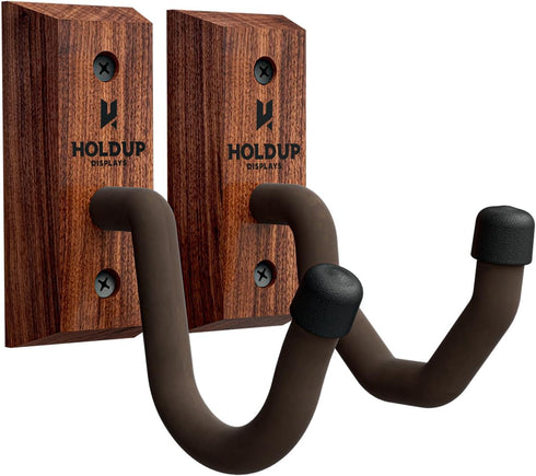 Hold Up Displays Gun Wall Mount, AR Wall Mount, Rifle Wall Mount, Shotgun Holder, Bow Wall Hanger, Gun Hooks for Wall, Walnut Hardwood Gun Display...