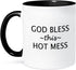 3dRose mug_221115_4 GOD BLESS THIS HOT MESS - Two Tone Black Mug, 11oz...
