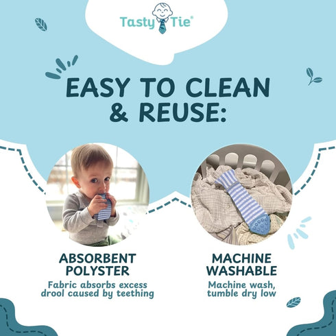Tasty Tie Teething Tie, 3-in-1 Clip-on Baby Tie Crinkle Toy & Silicone Teether for 3-6-9-12-18 Month Babies | GOTS Certified Organic Cotton | Uniq...