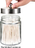 Amolliar Apothecary Jars Bathroom Vanity Organizer -Countertop Canister Jar with Storage Lid - Qtip Dispenser Holder Glass for Qtips,Cotton Swabs,...
