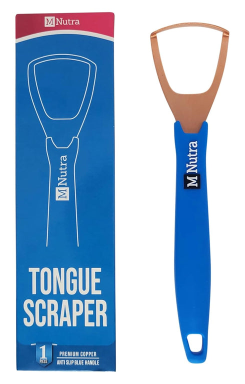 Tongue Scraper - Dental Hygiene Tool, Stainless Steel - Copper Mouth Cleaner Non-Slip Silicone Handle - Helps Fight Bad Breath - Professional Oral...