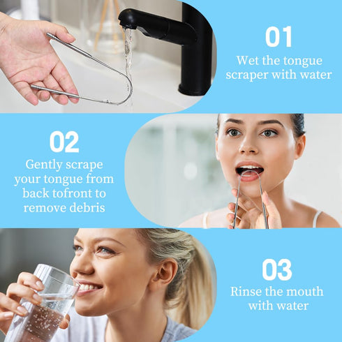 4 Pack Tongue Scraper for Adults, 100% Stainless Steel, Tongue Scrubber, Easy to Use, Tongue Cleaner for Oral Care & Hygien, Reduce Bad Breath...