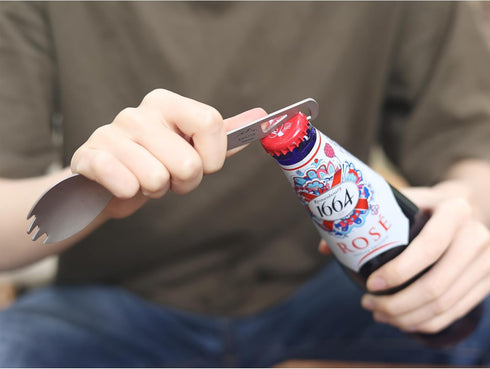 Titanium Camping Utensil Set, Titanium(Ti) Spork, Spoon Fork & Bottle Opener Combo Camping Cutlery...