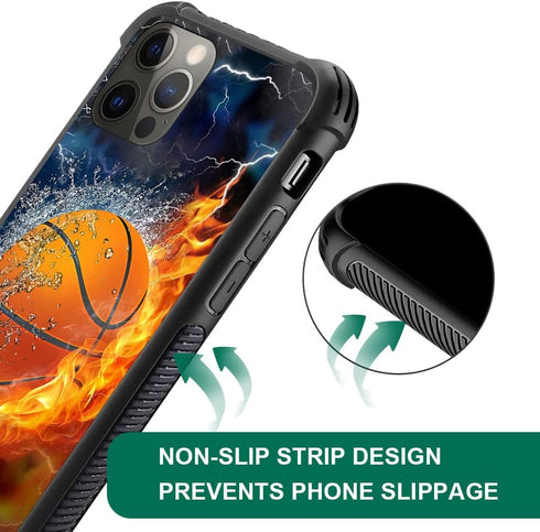 DAIZAG Case Compatible with for iPhone 13 Mini Ice Fire Basketball Phone Case Shockproof Soft TPU Phone Case for Boy Men Gift Case for iPhone 13 M...