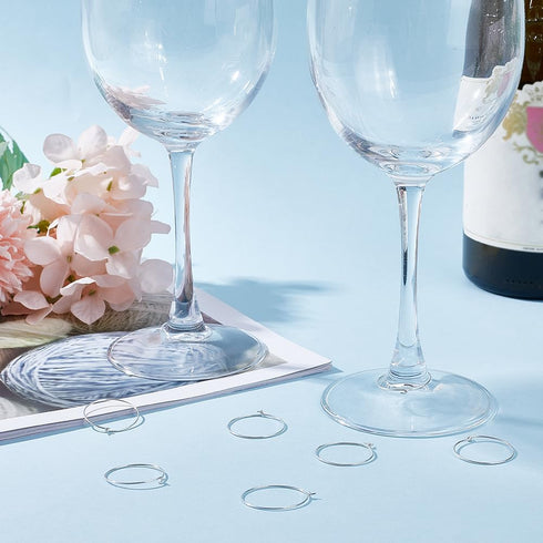 Beebeecraft 1 Box 8Pcs Beading Earring Hoops Sterling Silver Open Oval Round Wine Glass Charm Rings Earring Findings Supplies for Jewelry Making D...