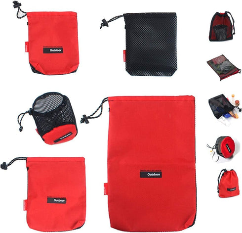 Drawstring Bag Nylon Cinch and Ditty Stuff Pouch,Mesh-Stuff-Sack for Camping Travel Gym Sports Storage 5-in-1...