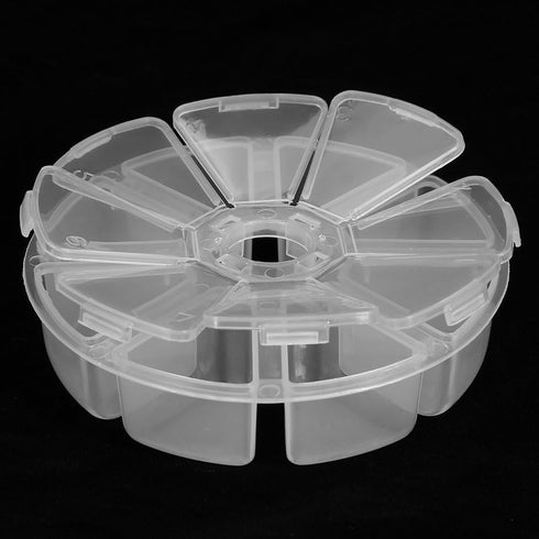 Clear 8 Compartment Round Jewelry Bead Storage Organizer, Portable Nail Storage Container 8 Grids Empty Nail Art Container Case Box Rhinestones Co...