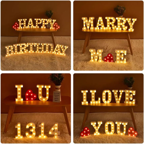 ODISTAR LED Light Up Marquee Letters, Battery Powered Sign Letter 26 Alphabet with Lights for Wedding Engagement Birthday Party Table Decoration b...