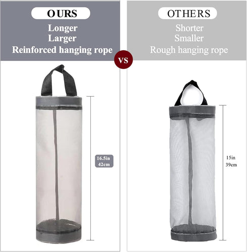 Plastic Bag Holder, Mesh Grocery Bag Holder Hanging Storage Bag Dispenser (Grey 2 Packs)...