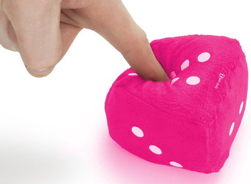 Zento Deals Pair of 3 inch Square Hot Pink Hanging Fuzzy Plush Dice with White Dots for Car Interior Cute Ornament Decoration Rear View Mirror Acc...