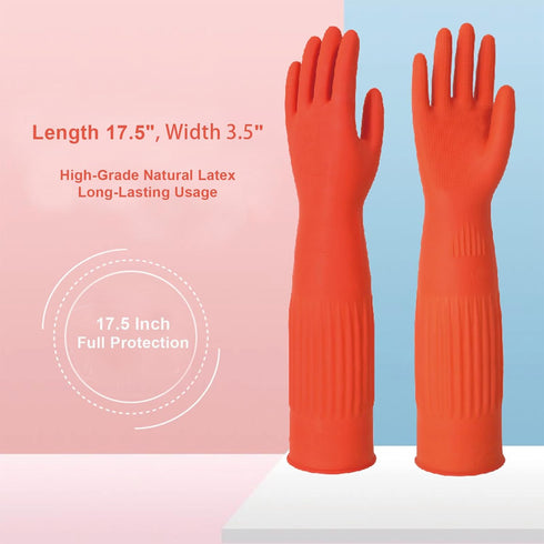 2 Pair, Extra-long 17.5" Latex Gloves, Chemical Resistant Gloves Reusable, Waterproof Gloves, Long Latex Gloves, Latex Gloves for Women And Men...
