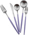Gugrida Luxury Flatware, Royal 5 Piece Matte Purple Handle 18/10 Stainless Steel Tableware Sets for 1 Including Forks Spoons Knives, Camping Silve...