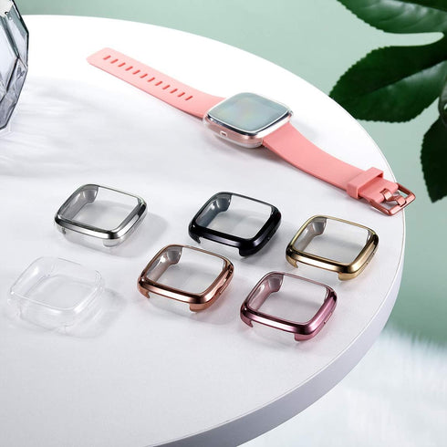 Maledan Ultra Thin Screen Protector Case Compatible with Fitbit Versa 2, 3 Pack TPU HD Full Protective Case Cover Scratch Resistant Shock Absorbin...