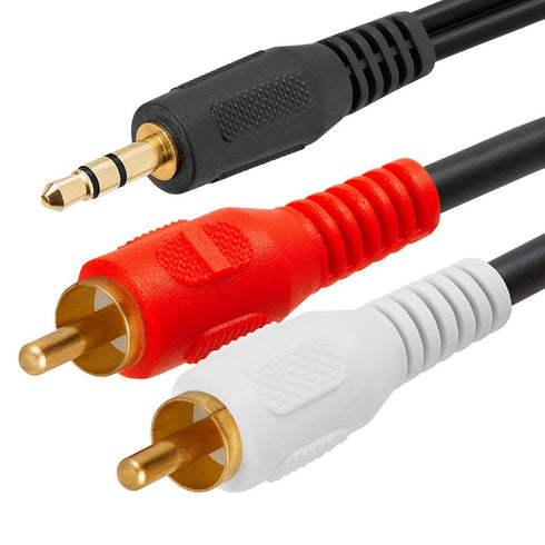 3.5mm Stereo Male to Dual RCA Male Y-Cable, 12 FT – Pack of 2...