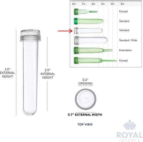 Royal Imports Floral Water Tubes with Caps – 3" Clear Plastic Flower Vials for Single Stem Roses, Buds, Bouquets – Standard Style, 1/2" Opening – ...