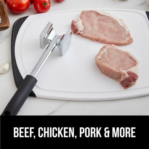 Gorilla Grip Heavy Duty Meat Tenderizer, Dual-Sided Steak Pounder, Tenderize and Flatten Beef and Poultry, Kitchen Mallet Maximizes Food Flavor, B...