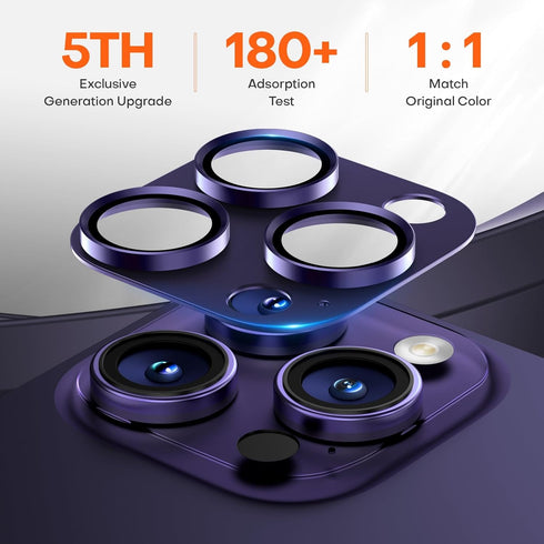 2 Pack Camera Lens Protector for iPhone 15 Pro Max/iPhone 15 Pro/iPhone 14 Pro Max/iPhone 14 Pro, Aluminum Alloy Sapphire Glass Camera Cover Scree...