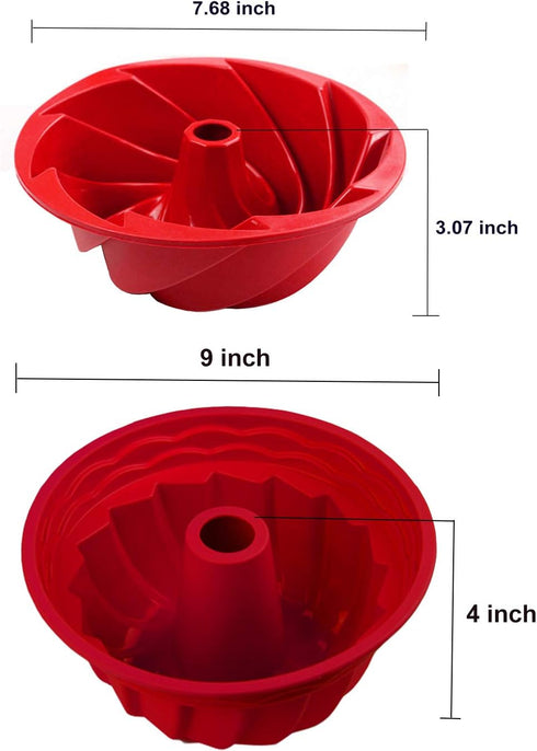 IELEK Silicone Fulted Pan Cake Nonstick Jello Molds Tube for Baking Cake, Jello, Gelatin, Bread, Para Gelatinas...